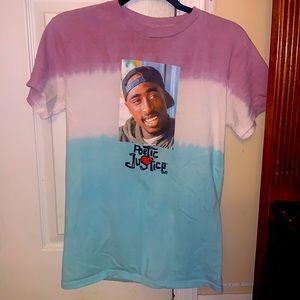 Poetic justice tee, Small, purple, white, and blue.